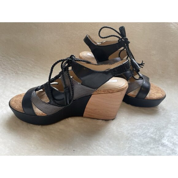 NEW GEOX D JALEAH WEDGE SANDAL Genuine Leather Silver/Black Comfort Rubber Sole - Picture 8 of 8
